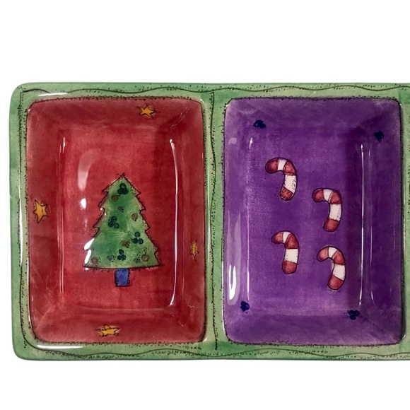 SANGO Sweet Shoppe Christmas Snowman by Sue Zipkin Four Section Serving Dish - Picture 4 of 8